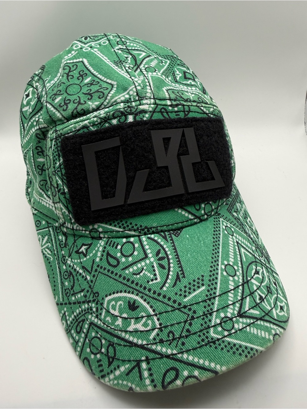 Diesel Green Bandana-Print Cap with Black Patch